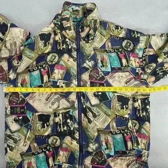 Activology Vintage 90s Bomber Jacket Womens Large Golf Novelty Eclectic Grandpa - Picture 11 of 13